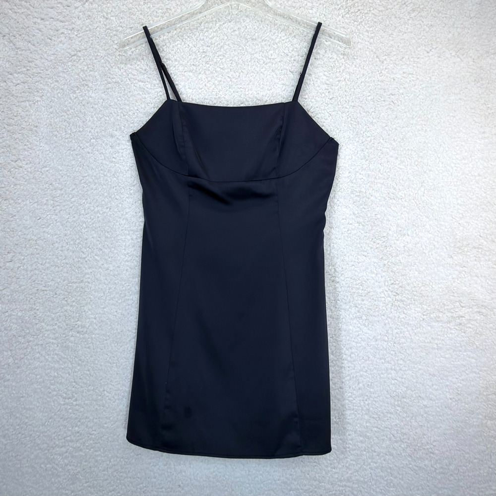 Forever21 Black S Mini Dress Spaghetti Adjustable Straps Square Neck Classic 90s - Picture 3 of 9